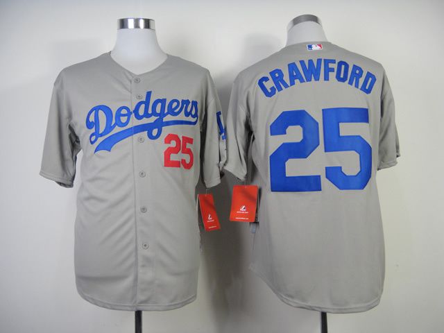 Men Los Angeles Dodgers #25 Crawford Grey MLB Jerseys->los angeles dodgers->MLB Jersey